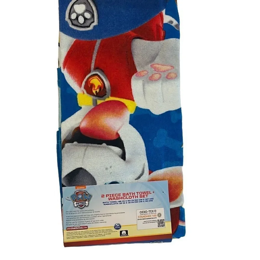 Franco Paw Patrol Kids Bath/Pool/Beach Soft Cotton Terry Towel with Washcloth 2